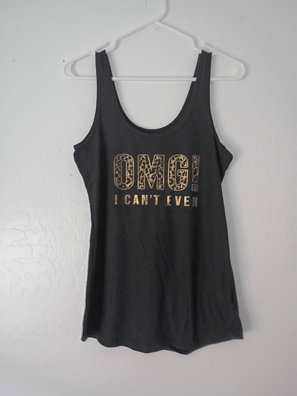 No Boundaries Black Tank Top with Gold 'OMG! I CAN'T EVEN' Graphic